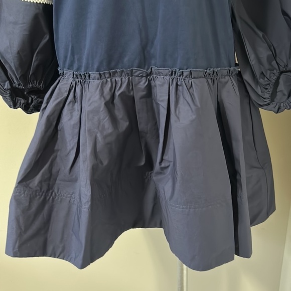 Tanya Taylor Kristie Mini Dress in Navy Blue and White Lace Poplin Sz M NEW - Picture 7 of 16